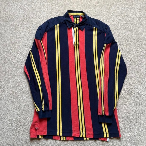 Vtg Britches Multicolor Striped Polo Rugby Shirt Vert Stripe Preppy Twee Retro‎ - Picture 1 of 6